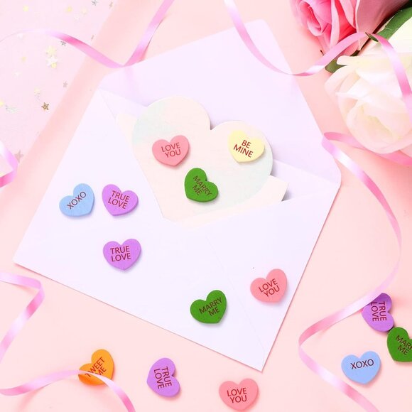 300 Pcs Valentine's Day Heart Confetti Wooden Conversation Hearts Decor Valentin - Picture 4 of 6